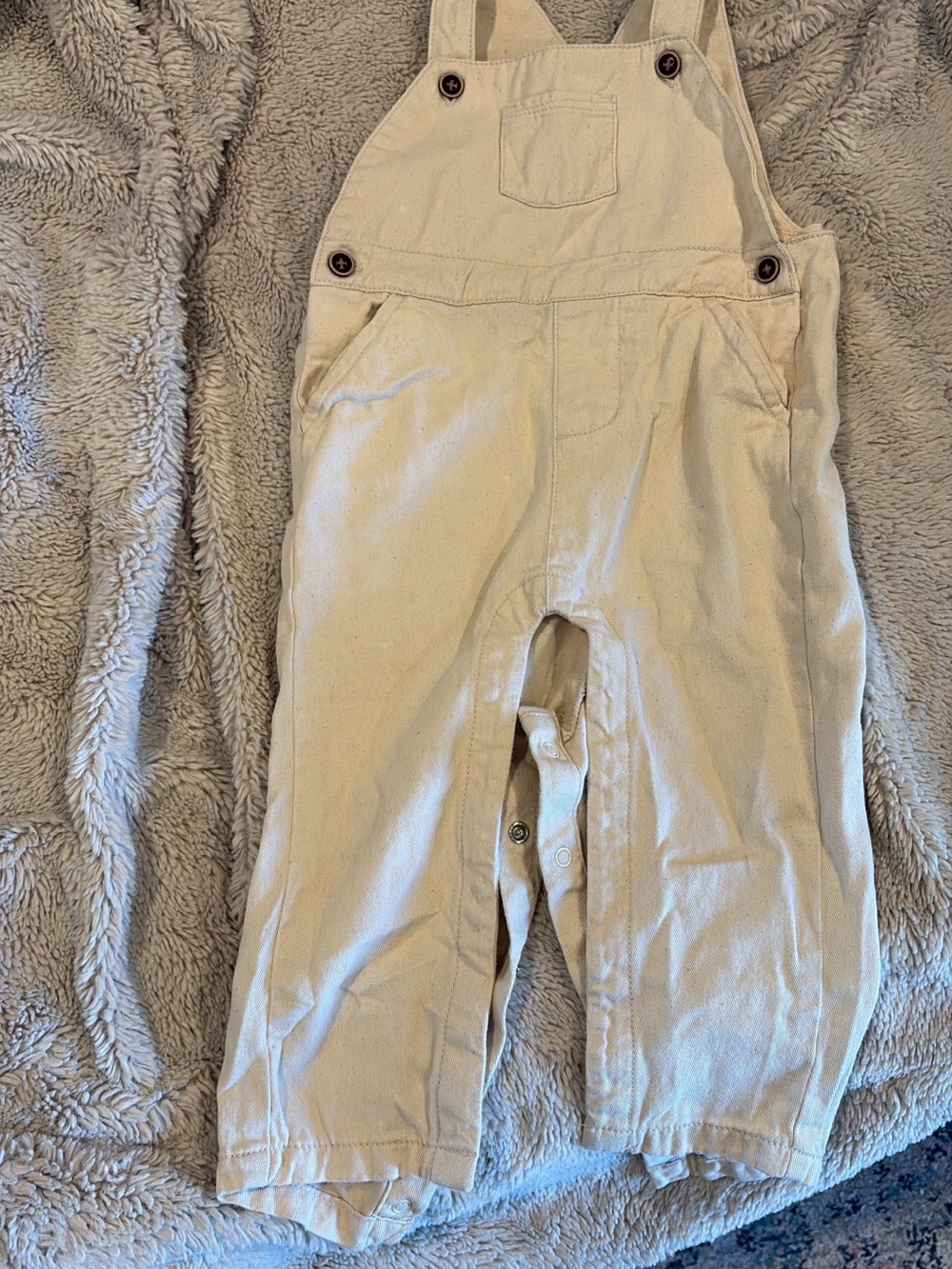 Janie and Jack 12-18 month cream colored Overalls Like New